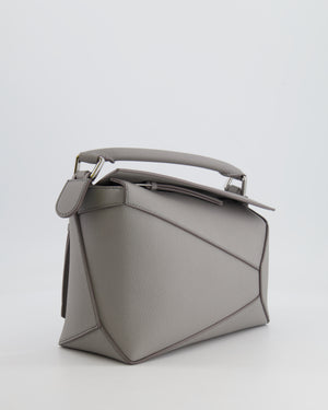 Loewe Small Puzzle Edge Bag in Pearl Grey Grained Calfskin Leather with Silver Hardware RRP £2,700