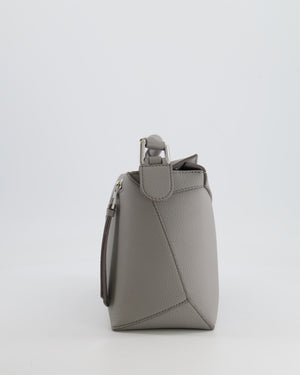 Loewe Small Puzzle Edge Bag in Pearl Grey Grained Calfskin Leather with Silver Hardware RRP £2,700