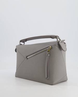 Loewe Small Puzzle Edge Bag in Pearl Grey Grained Calfskin Leather with Silver Hardware RRP £2,700