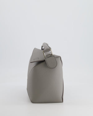 Loewe Small Puzzle Edge Bag in Pearl Grey Grained Calfskin Leather with Silver Hardware RRP £2,700