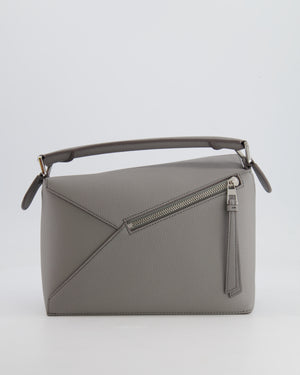 Loewe Small Puzzle Edge Bag in Pearl Grey Grained Calfskin Leather with Silver Hardware RRP £2,700