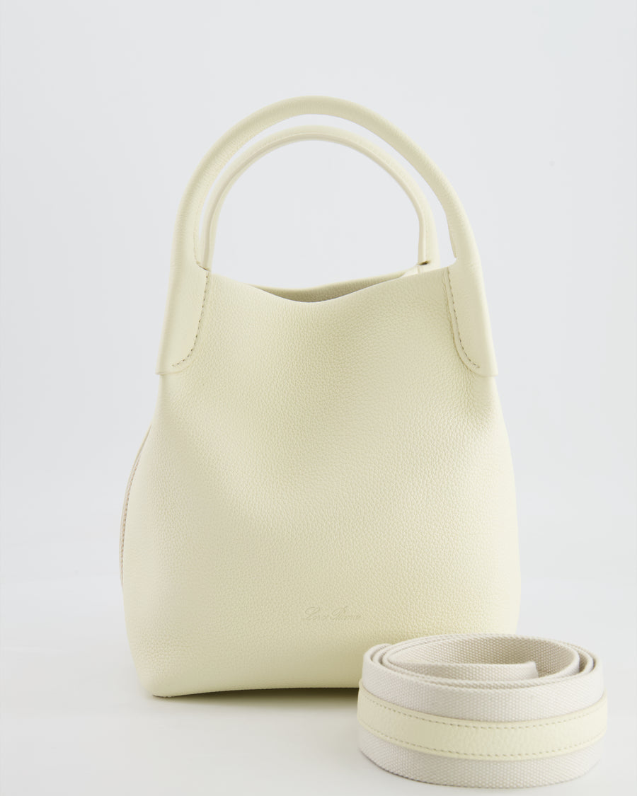 Loro Piana Cream Small Bale Bag in Grained Calfskin Leather with Silver Hardware RRP £2,600