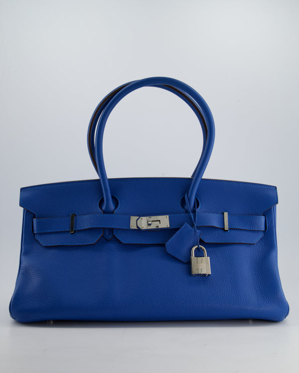 Hermès Shoulder Birkin 42cm JPG II Bag in Bleu Mykonos Clemence Leather with Palladium Hardware