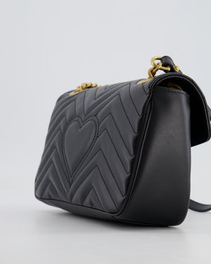 Gucci Black GG Marmont Leather Shoulder Bag with Antique Gold Hardware RRP £2,070