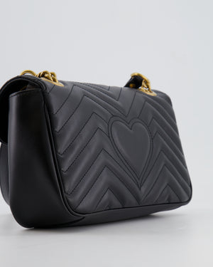 Gucci Black GG Marmont Leather Shoulder Bag with Antique Gold Hardware RRP £2,070