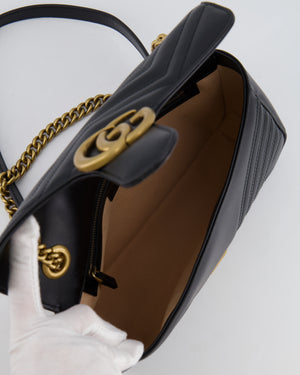 Gucci Black GG Marmont Leather Shoulder Bag with Antique Gold Hardware RRP £2,070