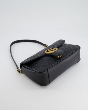 Gucci Black GG Marmont Leather Shoulder Bag with Antique Gold Hardware RRP £2,070