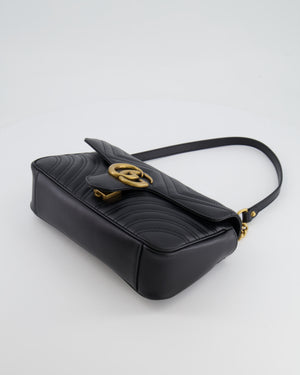 Gucci Black GG Marmont Leather Shoulder Bag with Antique Gold Hardware RRP £2,070