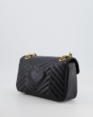 Gucci Black GG Marmont Leather Shoulder Bag with Antique Gold Hardware RRP £2,070