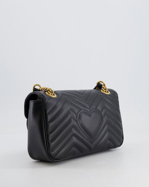 Gucci Black GG Marmont Leather Shoulder Bag with Antique Gold Hardware RRP £2,070