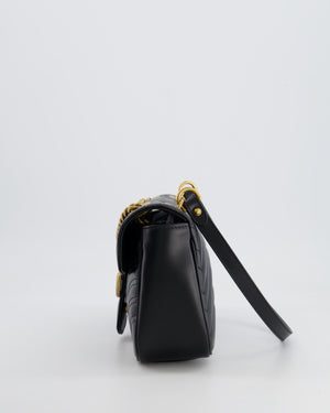 Gucci Black GG Marmont Leather Shoulder Bag with Antique Gold Hardware RRP £2,070