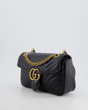 Gucci Black GG Marmont Leather Shoulder Bag with Antique Gold Hardware RRP £2,070