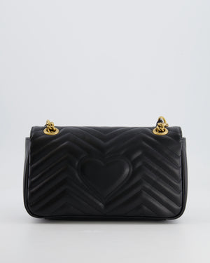 Gucci Black GG Marmont Leather Shoulder Bag with Antique Gold Hardware RRP £2,070