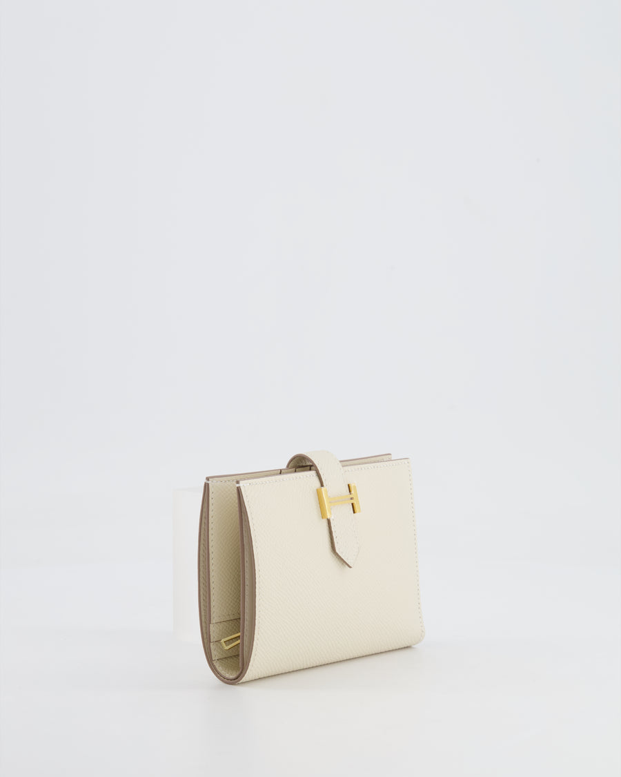 Hermès Bearn Compact Wallet in Craie Epsom Leather with Gold Hardware RRP £2,630