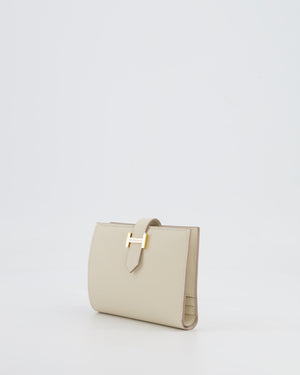 Hermès Bearn Compact Wallet in Craie Epsom Leather with Gold Hardware RRP £2,630