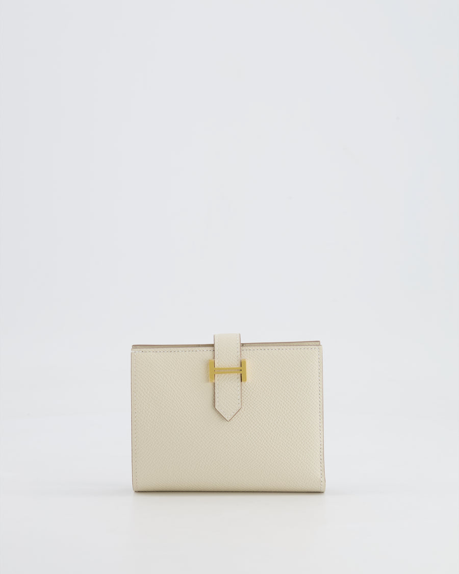 Hermès Bearn Compact Wallet in Craie Epsom Leather with Gold Hardware RRP £2,630