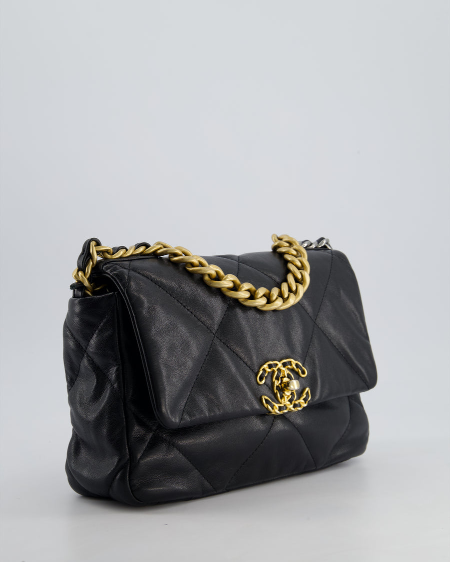 Chanel 19 Black Goatskin Small Flap Bag with Tricolour Hardware