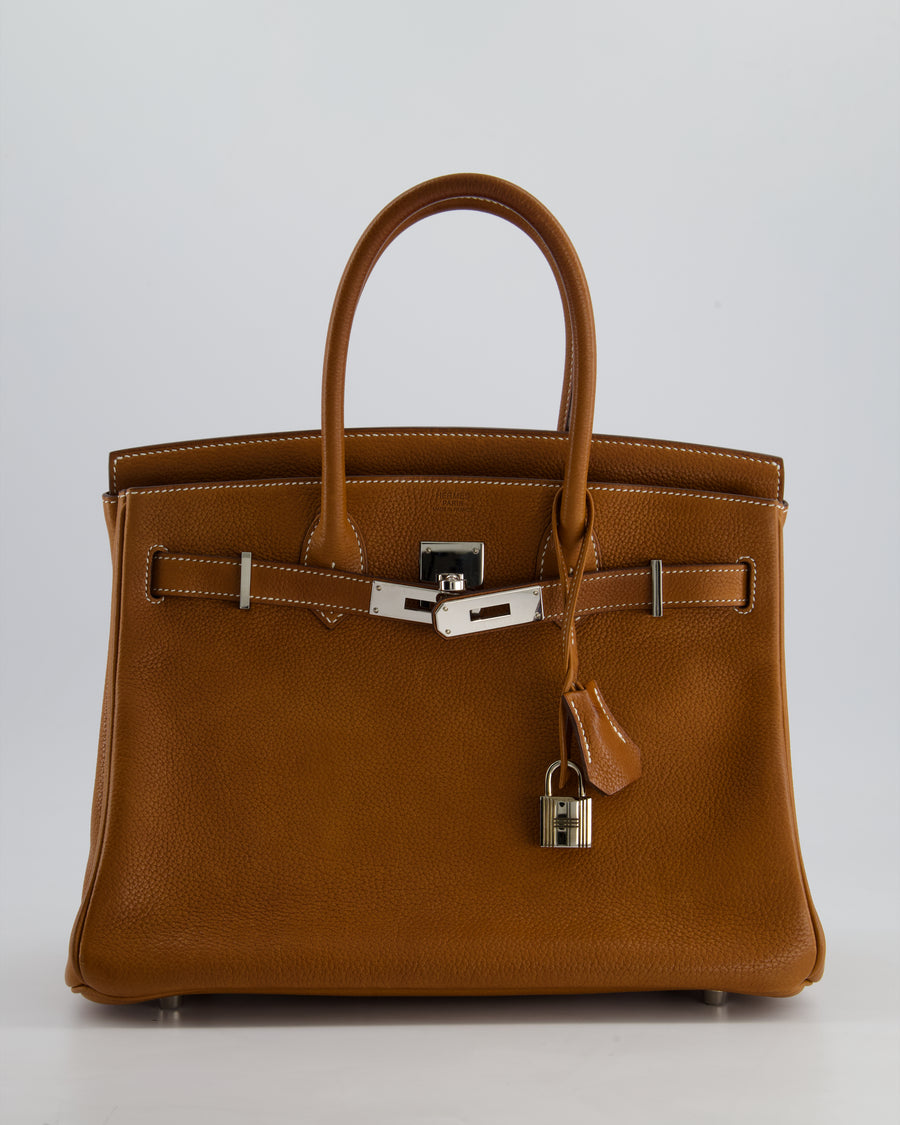 Hermès Birkin 30cm Retourne Bag in Fauve Barenia Faubourg Leather with Palladium Hardware