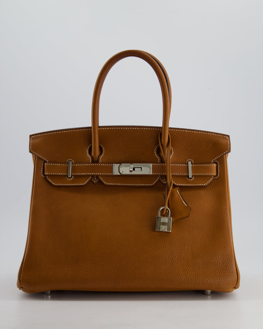 Hermès Birkin 30cm Retourne Bag in Fauve Barenia Faubourg Leather with Palladium Hardware