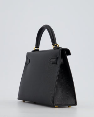 *HOT* Hermès Mini Kelly II 20cm Bag In Noir Epsom Leather with Gold Hardware