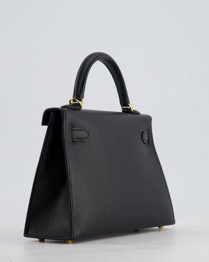 *HOT* Hermès Mini Kelly II 20cm Bag In Noir Epsom Leather with Gold Hardware