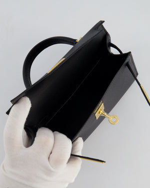 *HOT* Hermès Mini Kelly II 20cm Bag In Noir Epsom Leather with Gold Hardware