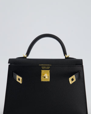 *HOT* Hermès Mini Kelly II 20cm Bag In Noir Epsom Leather with Gold Hardware