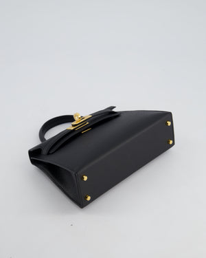 *HOT* Hermès Mini Kelly II 20cm Bag In Noir Epsom Leather with Gold Hardware