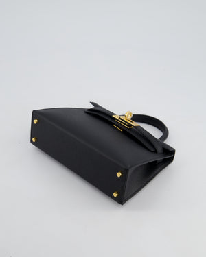 *HOT* Hermès Mini Kelly II 20cm Bag In Noir Epsom Leather with Gold Hardware