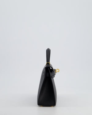 *HOT* Hermès Mini Kelly II 20cm Bag In Noir Epsom Leather with Gold Hardware