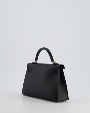 *HOT* Hermès Mini Kelly II 20cm Bag In Noir Epsom Leather with Gold Hardware