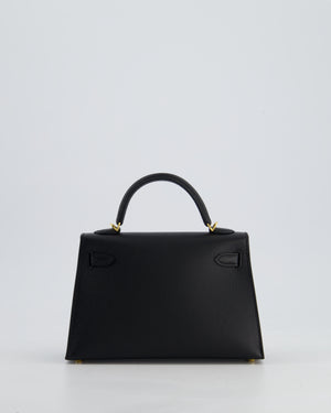*HOT* Hermès Mini Kelly II 20cm Bag In Noir Epsom Leather with Gold Hardware