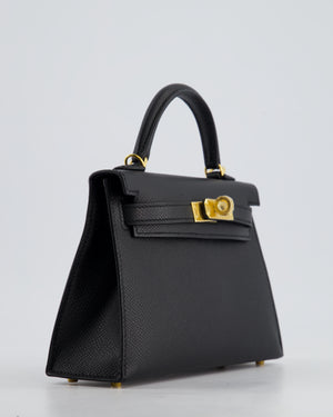 *HOT* Hermès Mini Kelly II 20cm Bag In Noir Epsom Leather with Gold Hardware