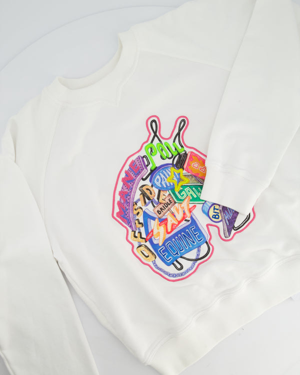 Hermès White "Chevaloscope" Embroidered Sweatshirt Size FR 38 (UK 10)