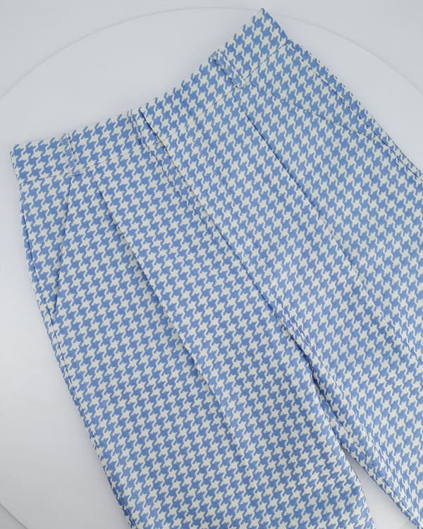 Christian Dior Pastel Blue Houndstooth Pleated Trouser Size FR 38 (UK 10)