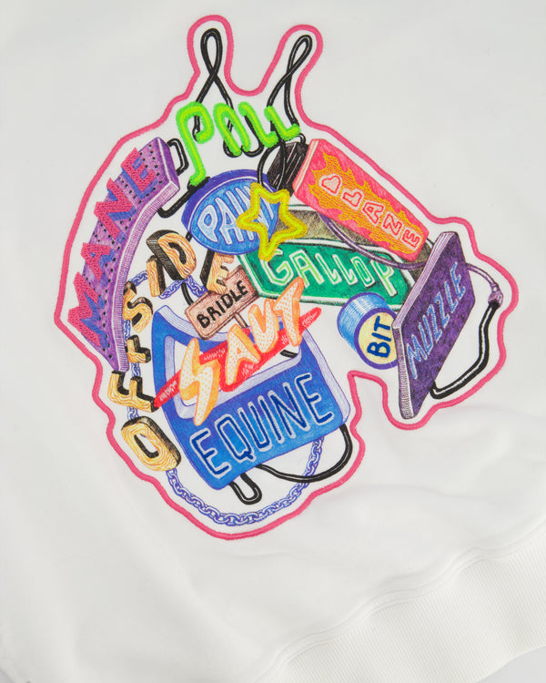 Hermès White "Chevaloscope" Embroidered Sweatshirt Size FR 38 (UK 10)