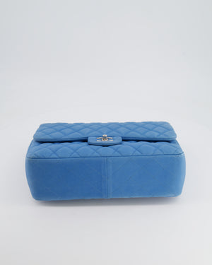 *FIRE PRICE* Chanel Blue Jumbo Classic Double Flap Bag in Caviar Nubuck Leather with Silver Hardware&nbsp;