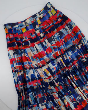 Chanel 16/S Cuba Pink and Blue Cotton Two-Piece Top and Maxi Skirt Set Size FR 36 (UK 8)
