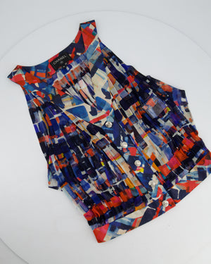 Chanel 16/S Cuba Pink and Blue Cotton Two-Piece Top and Maxi Skirt Set Size FR 36 (UK 8)