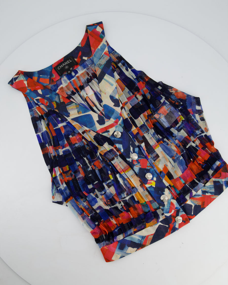 Chanel 16/S Cuba Pink and Blue Cotton Two-Piece Top and Maxi Skirt Set Size FR 36 (UK 8)