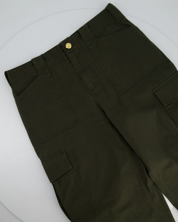 Céline Khaki Cargo Pants with Triomphe Logo Button Detail Size FR 38 (UK 10)