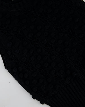 Chanel 17/P Black Crochet Mini Sleeveless Dress with CC Logo Button and Pocket Detail Size FR 36 (UK 8) RRP £2,880