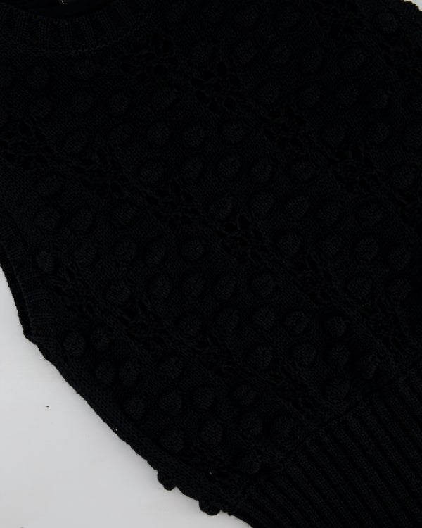 Chanel 17/P Black Crochet Mini Sleeveless Dress with CC Logo Button and Pocket Detail Size FR 36 (UK 8) RRP £2,880