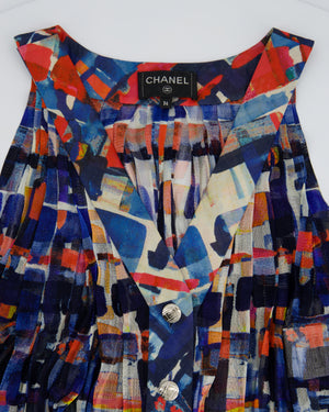 Chanel 16/S Cuba Pink and Blue Cotton Two-Piece Top and Maxi Skirt Set Size FR 36 (UK 8)