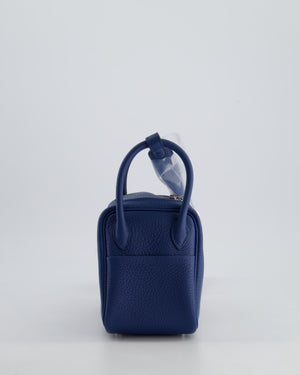 *2025 NEW COLOUR* Hermès Mini Lindy II Bag in Bleu Tie Clemence Leather with Palladium Hardware