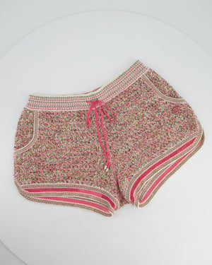 Chanel Pink Crochet Knitted Shorts with Pocket Detail Size FR 34 (UK 6)