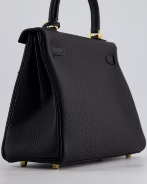 *HOLY GRAIL* Hermès Kelly Bag 25cm Retourne in Noir Togo Leather with Gold Hardware