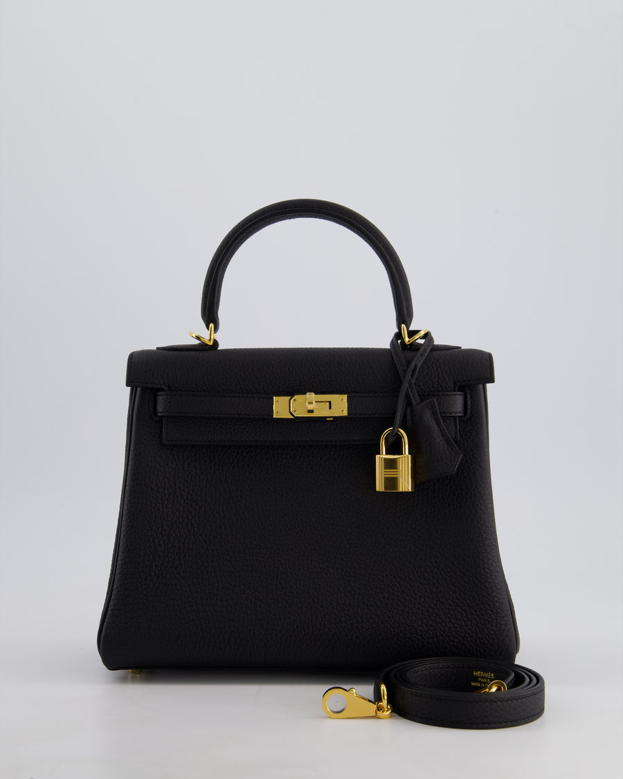 *HOLY GRAIL* Hermès Kelly Bag 25cm Retourne in Noir Togo Leather with Gold Hardware