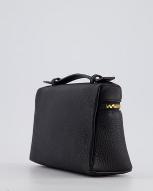 Loro Piana Dark Navy Calf Leather L19 Extra Pocket Pouch Bag with Gold Hardware