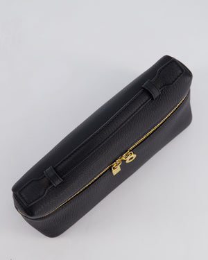 Loro Piana Dark Navy Calf Leather L19 Extra Pocket Pouch Bag with Gold Hardware